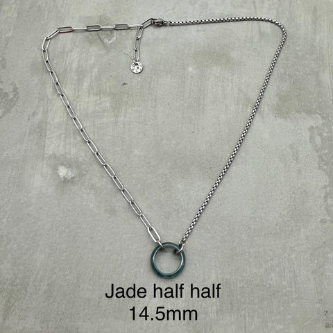 Stainless Steel half half Necklace - Jade