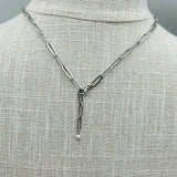 Stainless Steel Necklace - Freshwater Pearl, Y necklace, layering necklace