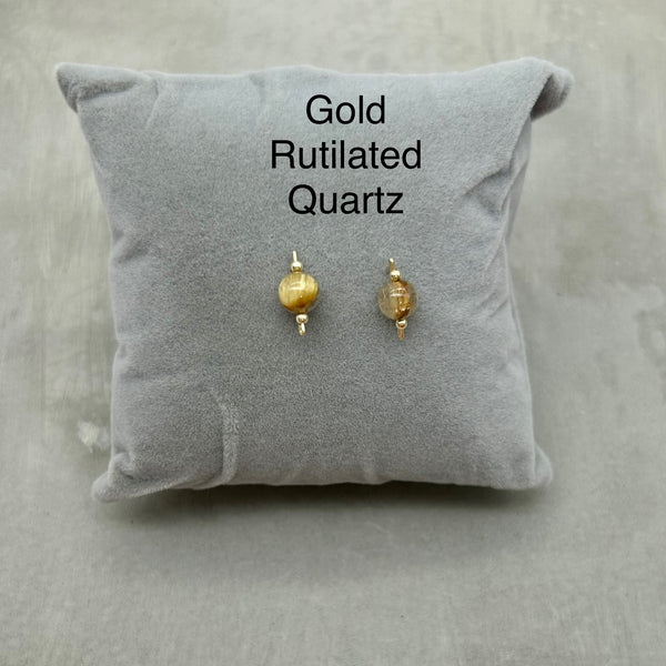 14k Gold filled - Stud earrings - Gold Rutilated Quartz