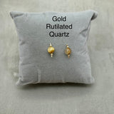 14k Gold filled - Stud earrings - Gold Rutilated Quartz