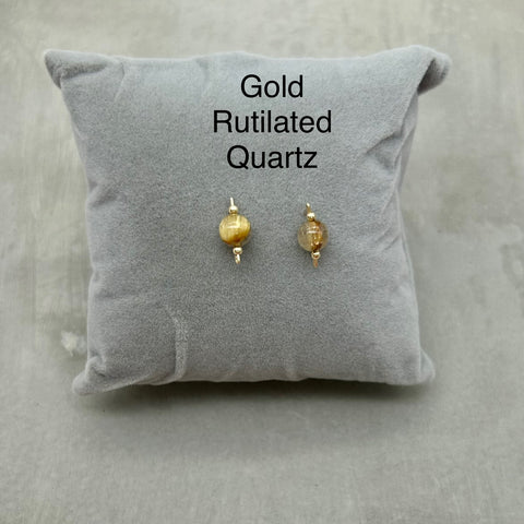 14k Gold filled - Stud earrings - Gold Rutilated Quartz