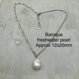 Stainless Steel half half Necklace - Freshwater Pearl