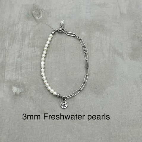 Stainless steel bracelets - Freshwater Pearl Bracelet, Jade bracelet, Turquoise bracelet, Black agate bracelet