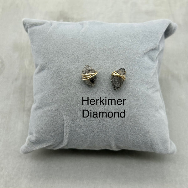 14k Gold filled - Stud earrings - Herkimer Diamond