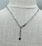 Stainless Steel Necklace - Freshwater Pearl, Y necklace, layering necklace