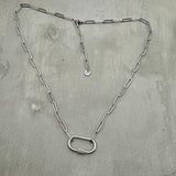 Stainless Steel Necklace - Baroque Freshwater Pearl paperclip chain