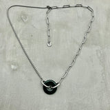 Stainless Steel half half statement Necklace - Jade