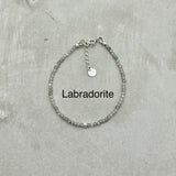 925 Sterling Silver Bracelets - Moonstone, Labradorite, Black spinel