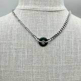 Stainless Steel half half statement Necklace - Jade