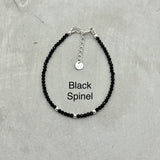 925 Sterling Silver Bracelets - Moonstone, Labradorite, Black spinel