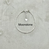 925 Sterling Silver Bracelets - Moonstone, Labradorite, Black spinel