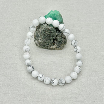 Beads bracelet, Stretch bracelet - Howlite bracelet approx 6.5mm