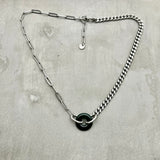 Stainless Steel half half statement Necklace - Jade