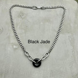 Stainless Steel half half statement Necklace - Jade