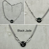 Stainless Steel half half statement Necklace - Jade