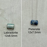 925 Sterling silver Minimalist dainty necklace -  Moonstone necklace, Pietersite necklace