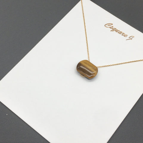 14K Gold filled Minimalist dainty necklace - Tiger eye