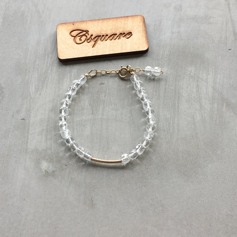 14k Gold Filled Dainty Bracelet - Cube Topaz