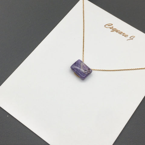 14K Gold filled Minimalist dainty necklace - Charoite