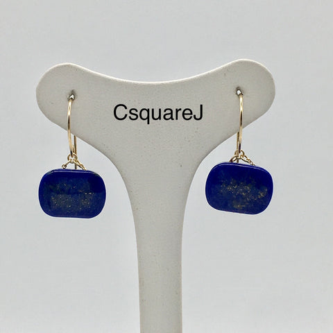 14k Gold filled - Short Dangling earrings - Lapis Lazuli