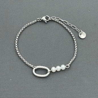 Stainless steel  bracelet - Freshwater Pearls - 3 pearls