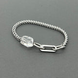 Handcrafted Statement Stainless steel bracelet - Clear Quartz bracelet, custom bracelet length