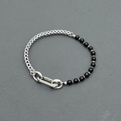 Statement Stainless steel bracelet - Black Spinel