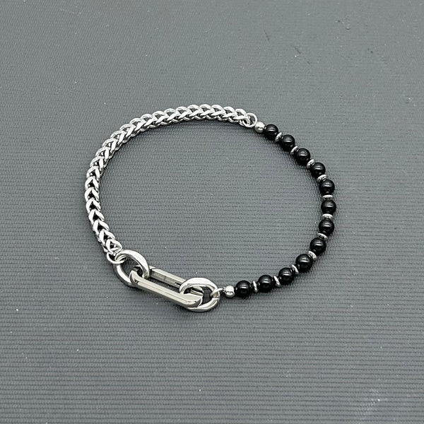 Statement Stainless steel bracelet - Black Spinel