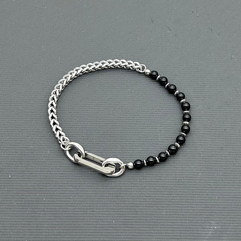 Statement Stainless steel bracelet - Black Spinel
