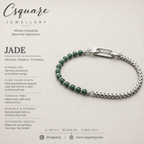 Handcrafted Statement Stainless steel bracelet - Jade bracelet, Half half bracelet