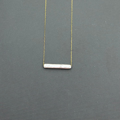 18k Gold plating over Stainless Steel Dainty Freshwater Pearl necklace - Bar