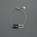 Stainless steel bracelet - Black agate