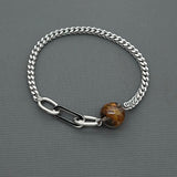 Statement Stainless steel bracelet - Red Phantom Quartz, Garden Quartz