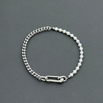 Statement Stainless steel  bracelet - Freshwater Pearls