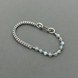 Handcrafted Statement Stainless steel bracelet -  4.5mm labradorite bracelet, Half half bracelet, Cube curb bracelet