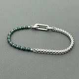 Handcrafted Statement Stainless steel bracelet - Jade bracelet, Half half bracelet