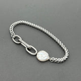 Handcrafted Statement Stainless steel bracelet - Freshwater Pearl bracelet