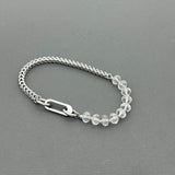 Handcrafted Statement Stainless steel bracelet - 6mm clear quartz bracelet, Half half bracelet, Cube curb bracelet