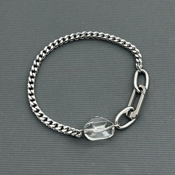 Statement Stainless steel bracelet - Clear Quartz