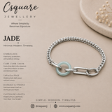 Handcrafted Statement Stainless steel bracelet - Jade bracelet, Cube curb bracelet , one piece only