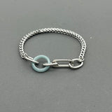 Handcrafted Statement Stainless steel bracelet - Jade bracelet, Cube curb bracelet , one piece only