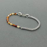 Handcrafted Statement Stainless steel bracelet - 4mm carnelian bracelet, Half half bracelet, Cube curb bracelet
