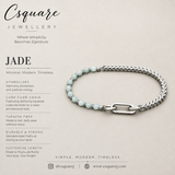 Handcrafted Statement Stainless steel bracelet - Blue Jade bracelet, Half half bracelet, Cube curb bracelet