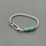 Handcrafted Statement Stainless steel bracelet, jade bracelet