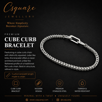 Handcrafted Statement Stainless steel bracelet, cube curb chain bracelet