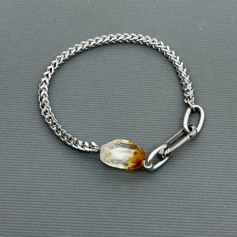 Statement Stainless steel bracelet - Citrine