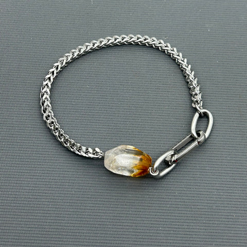 Statement Stainless steel bracelet - Citrine