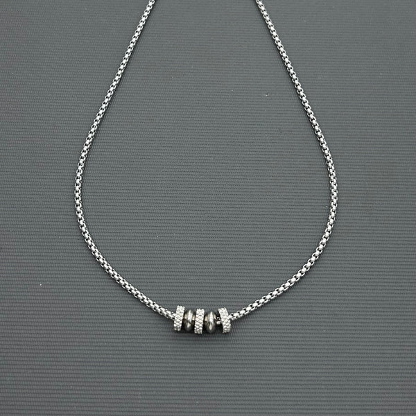 Stainless steel necklace -5 beads