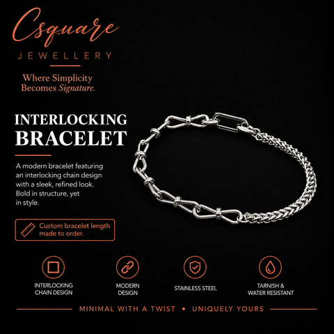 Handcrafted Statement Stainless steel bracelet, half half bracelet, interlocking bow bracelet