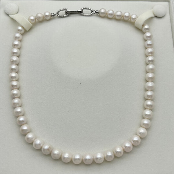 Stainless Steel Freshwater pearl Necklace - 8.5-9mm Freshwater Pearl